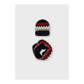 Mayoral Boys Navy, Red and Grey Hat & Snood Set